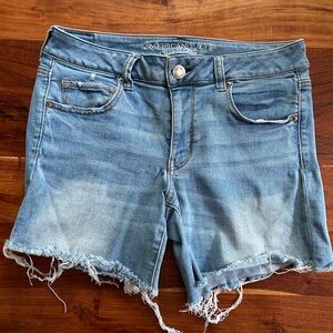 American eagle midi super super stretch jean shorts